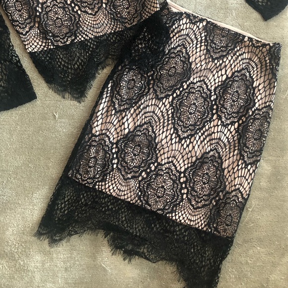 NWT!!! Black Lace Two Piece Crop Top & Skirt Set - Picture 4 of 8